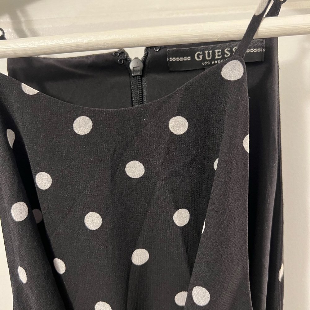 GUESS  Black Polka Dot Chiffon High Low Dress.